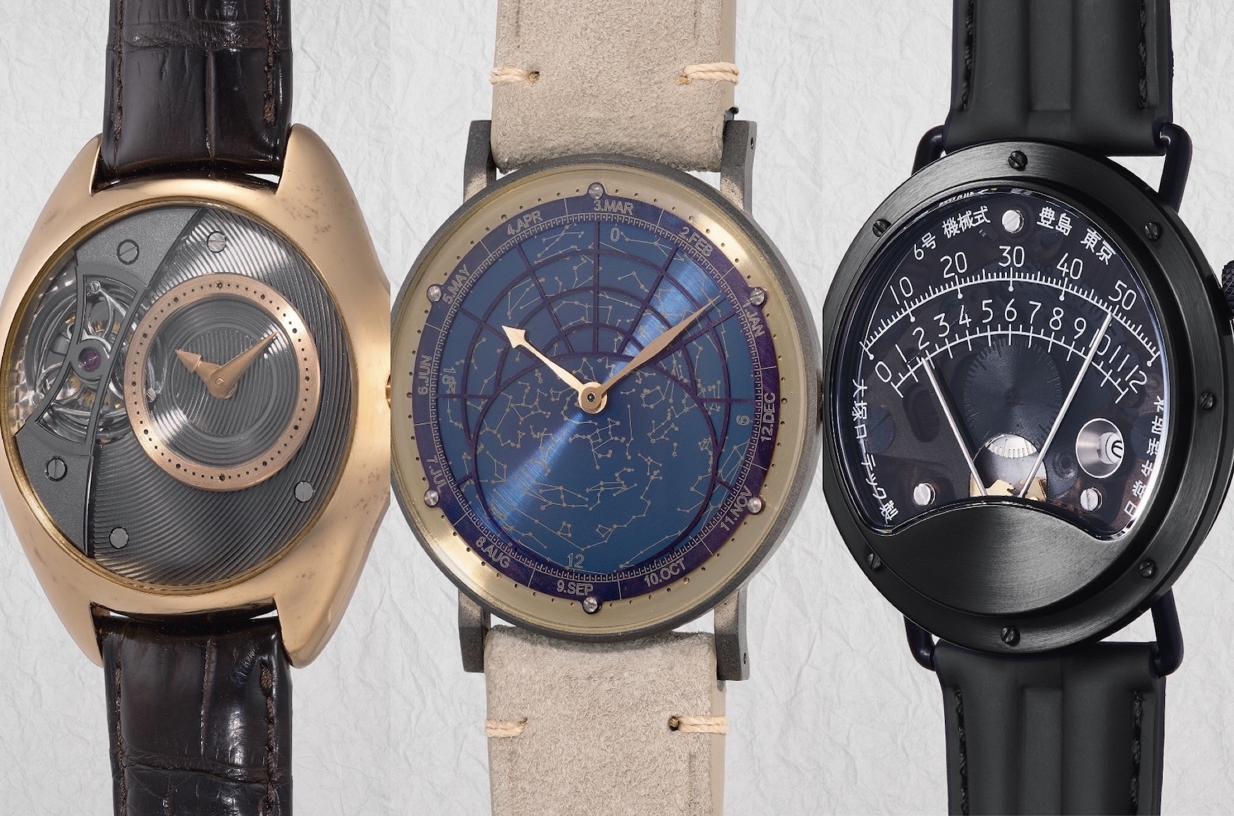 Masahiro Kikuno tourbillon and sky chart designs with Otsuka Lotec's steel semi-skeletonised watch