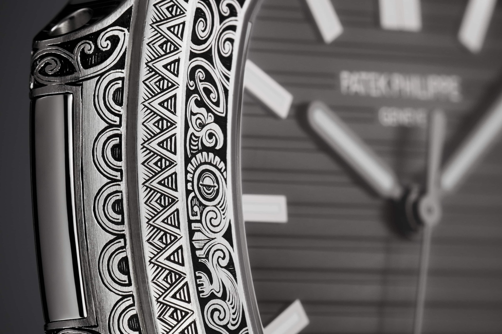 engraved Patek Philippe Nautilus detail