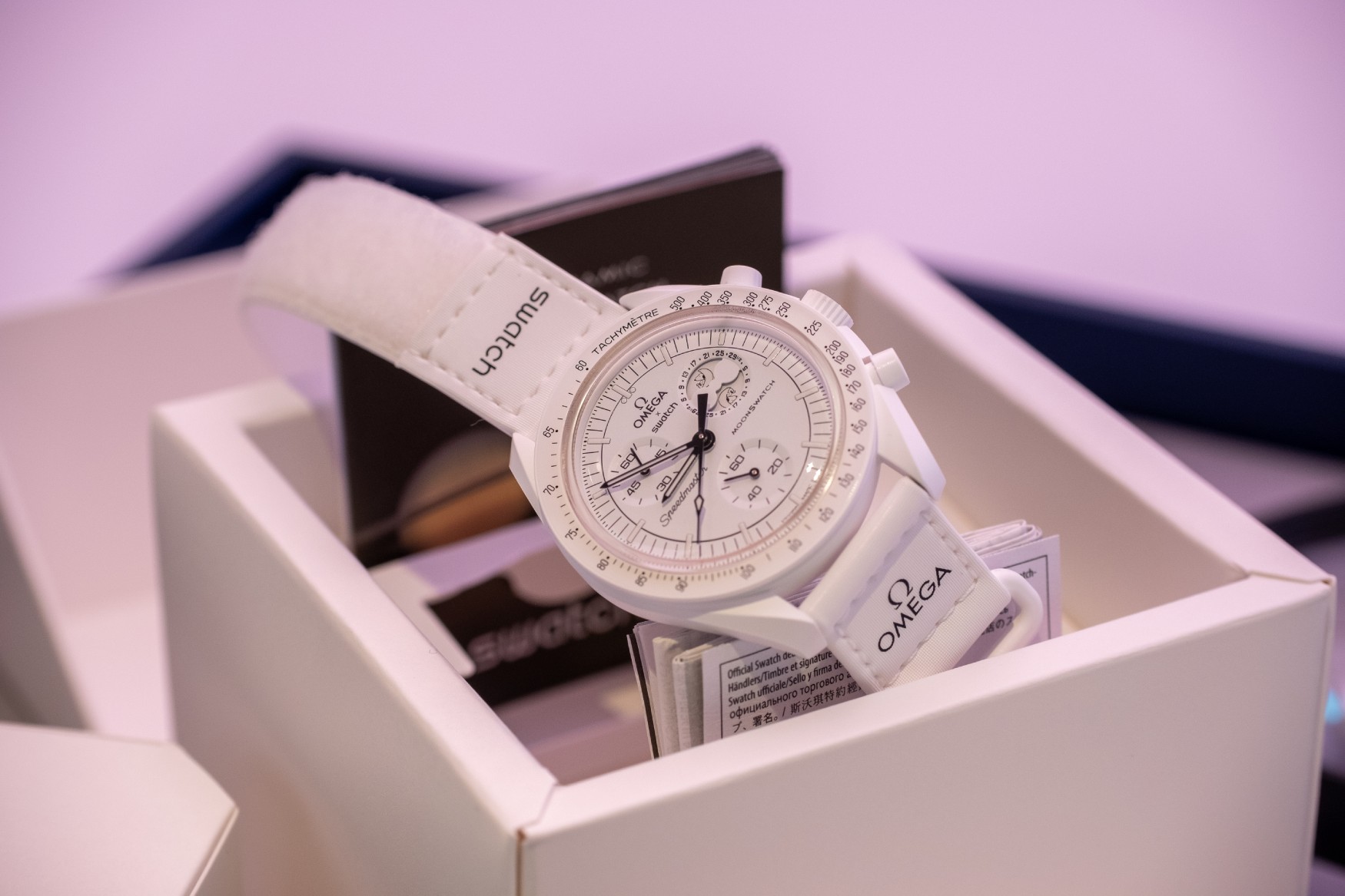 swatch omega moonswatch mission to the moonphase snoopy box